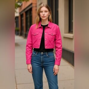 LA Coalition Women's Hot Pink Cropped Jacket Large NWT